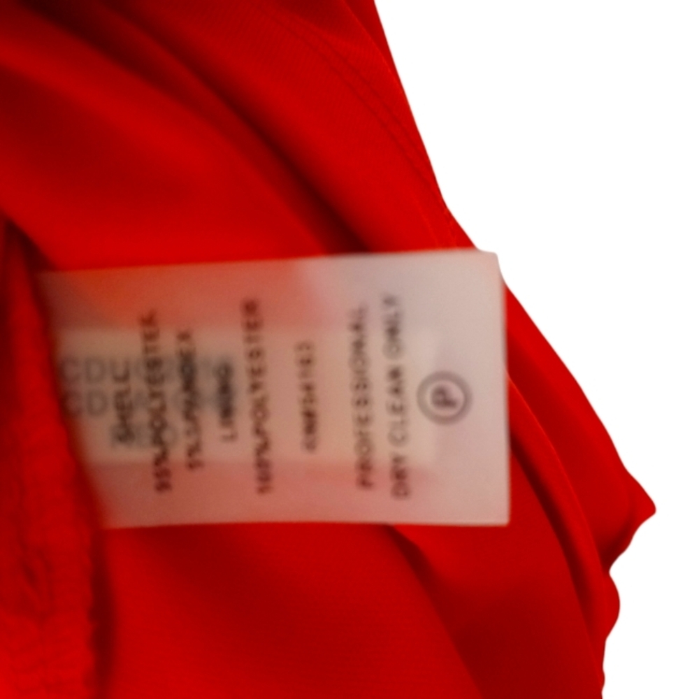 Calvin Klein Vibrant Red 1 Shoulder Dress Beaded Ruched Waist Accent Holidays 14 - Picture 9 of 10